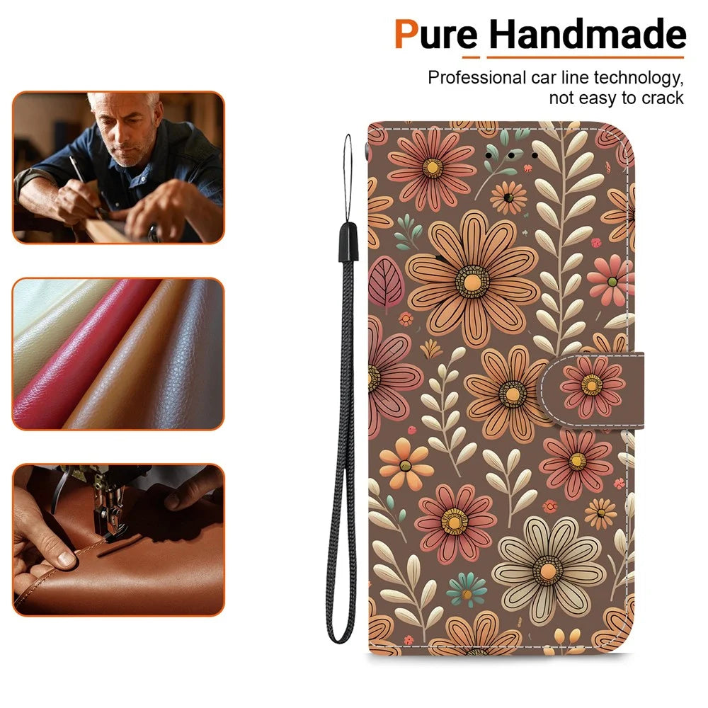 For Samsung Galaxy S26 Ultra Wallet Case Pattern Printing Leather Stand Phone Cover with Strap - Blossom - 4