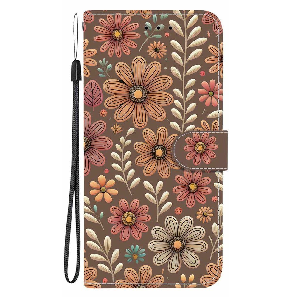 For Samsung Galaxy S26 Ultra Wallet Case Pattern Printing Leather Stand Phone Cover with Strap - Blossom - 7