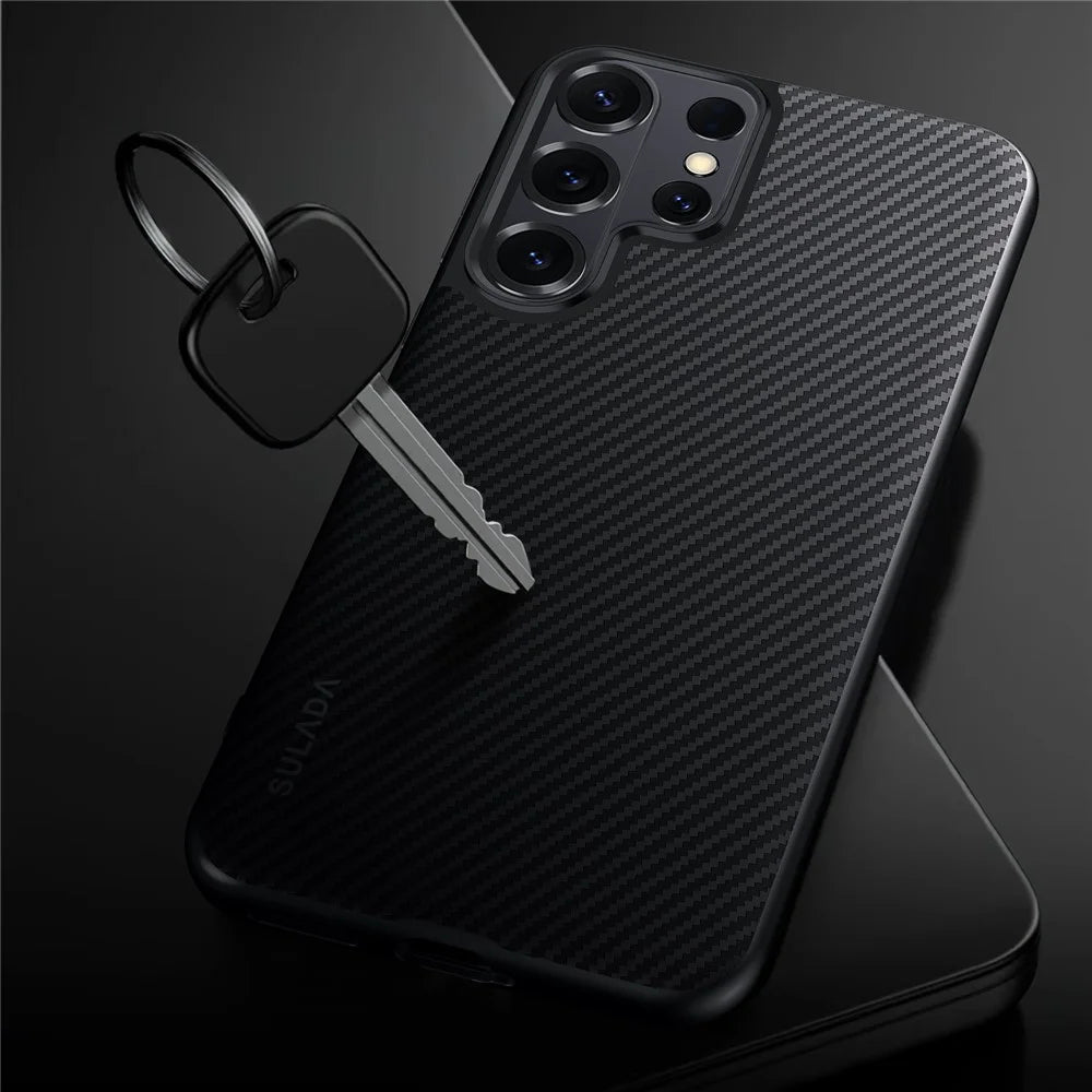SULADA For Samsung Galaxy S26 Ultra Magnetic Case Metal Lens Frame PU+TPU Phone Cover - Black - 7