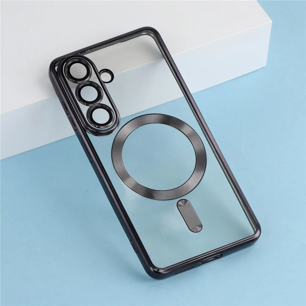 X-LEVEL For Samsung Galaxy S26 Magnetic Case Flexible TPU Clear Phone Cover with Lens Film - Black - 5