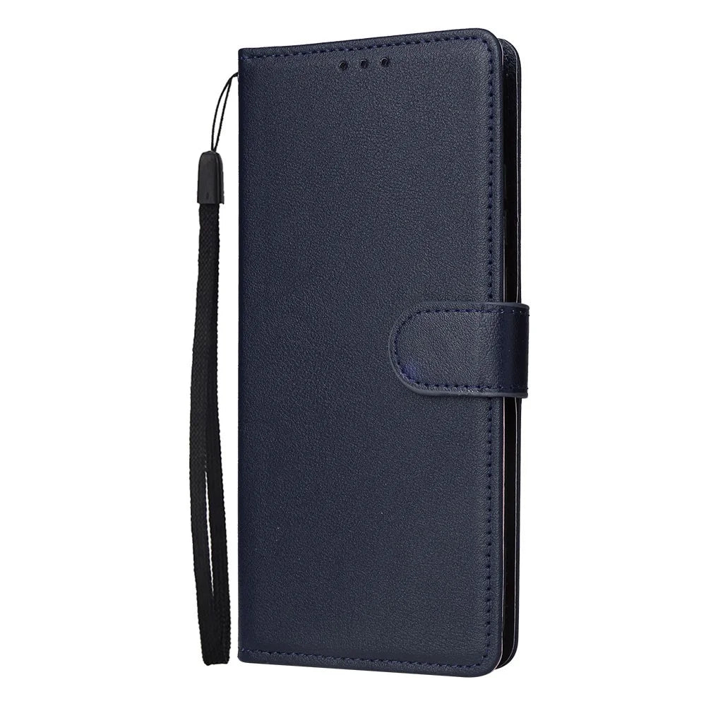 Wallet Stand Case For Samsung Galaxy A08 5G / A08 4G / A07 5G / A07 4G / A06 5G / A06 4G PU Leather Phone Cover with Wrist Strap - Blue - 5