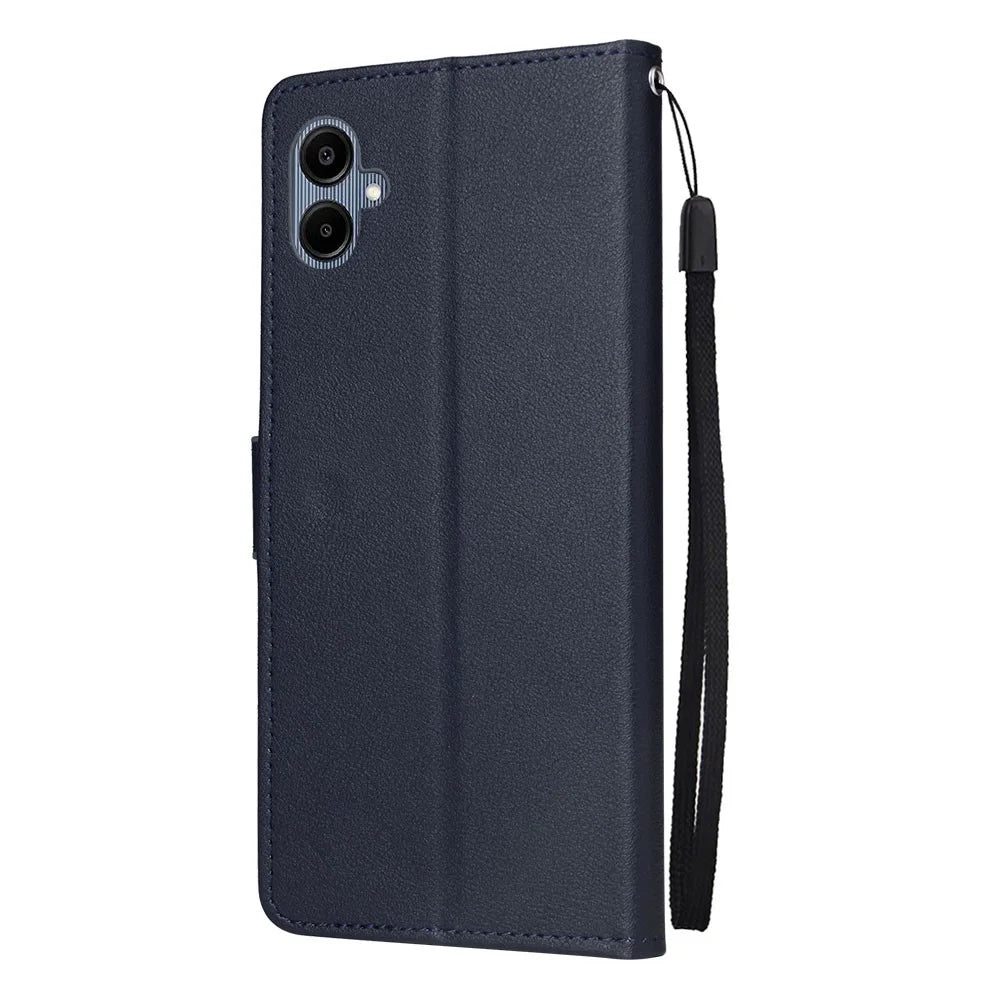 Wallet Stand Case For Samsung Galaxy A08 5G / A08 4G / A07 5G / A07 4G / A06 5G / A06 4G PU Leather Phone Cover with Wrist Strap - Blue - 6
