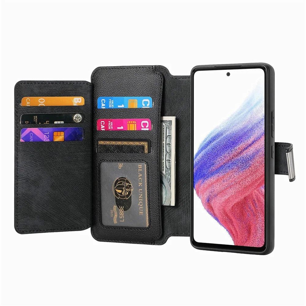 CASENEO MW-02 Phone Case For Google Pixel 9 Pro  /  Pixel 9 Detachable Magnetic Leather Flip Cover - Black - 2