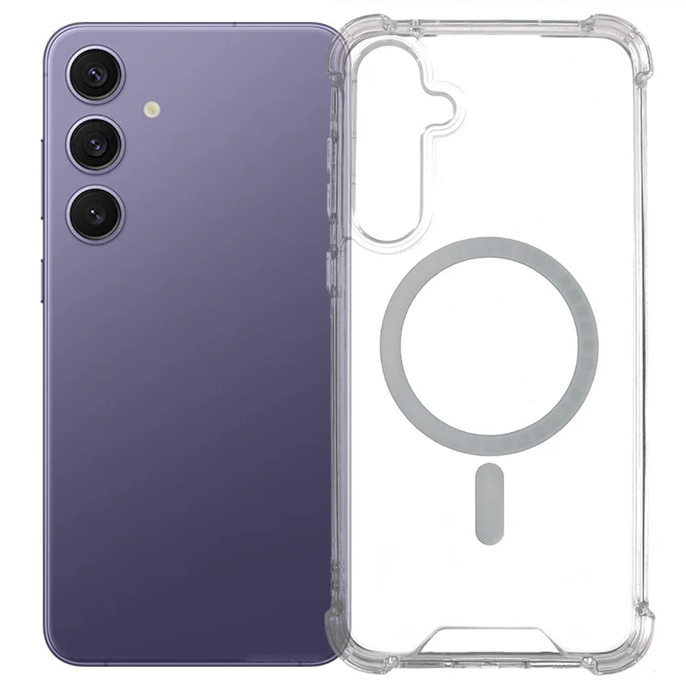 For Samsung Galaxy A57 5G Magnetic Case 1.5mm Shockproof TPU + Acrylic Phone Back Cover - Transparent - 1
