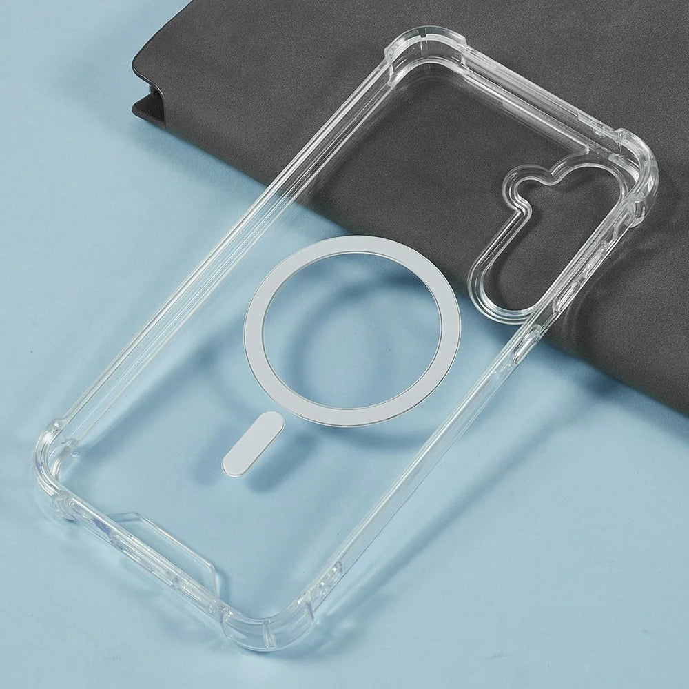 For Samsung Galaxy A57 5G Magnetic Case 1.5mm Shockproof TPU + Acrylic Phone Back Cover - Transparent - 4