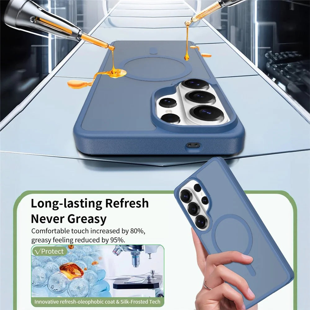 For Samsung Galaxy S26 Ultra Magnetic Case TPU Frame Acrylic Back Phone Cover Skin Touch - Blue - 5