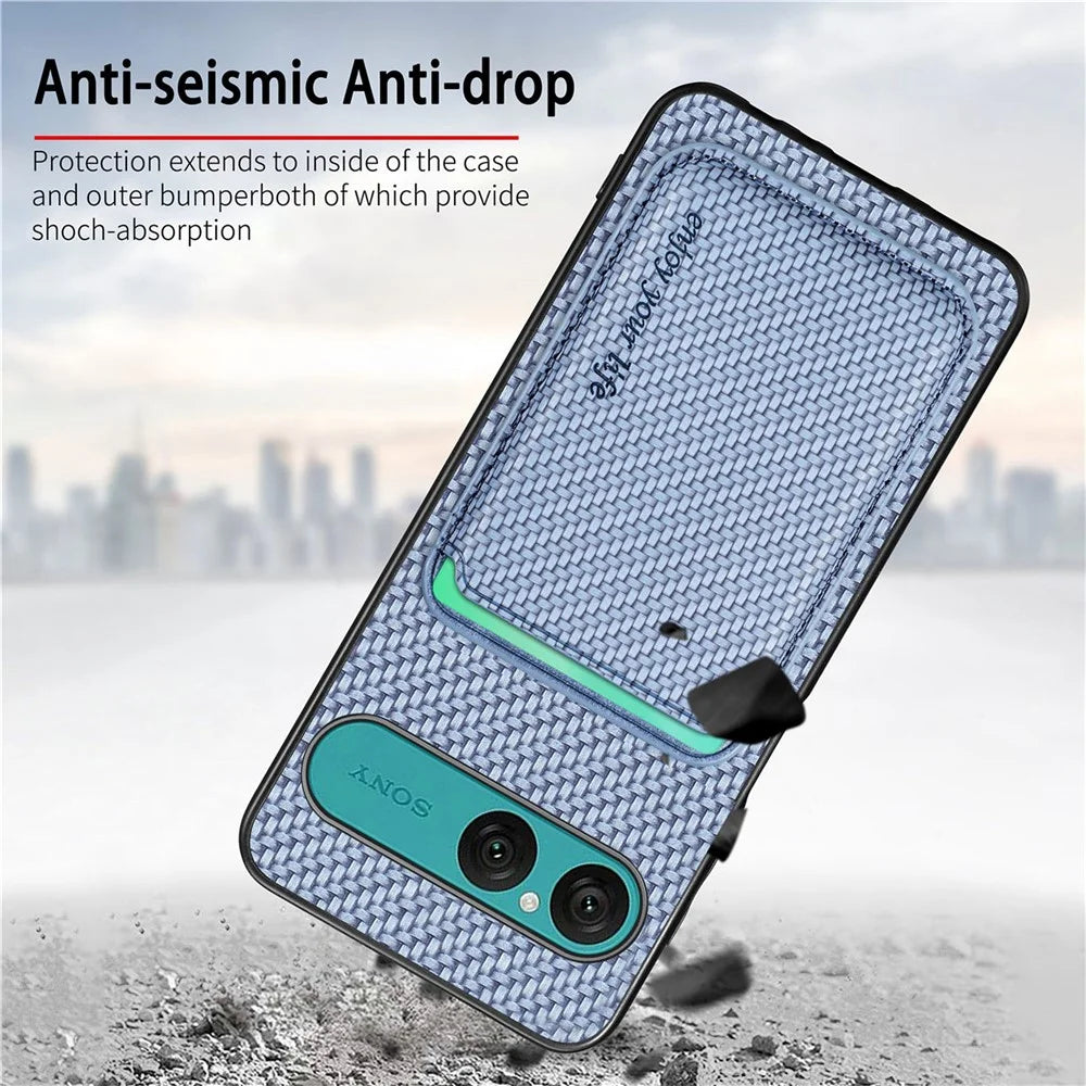 For Sony Xperia 10 VII Magnetic Case Detachable Card Holder Phone Back Cover - Black - 7