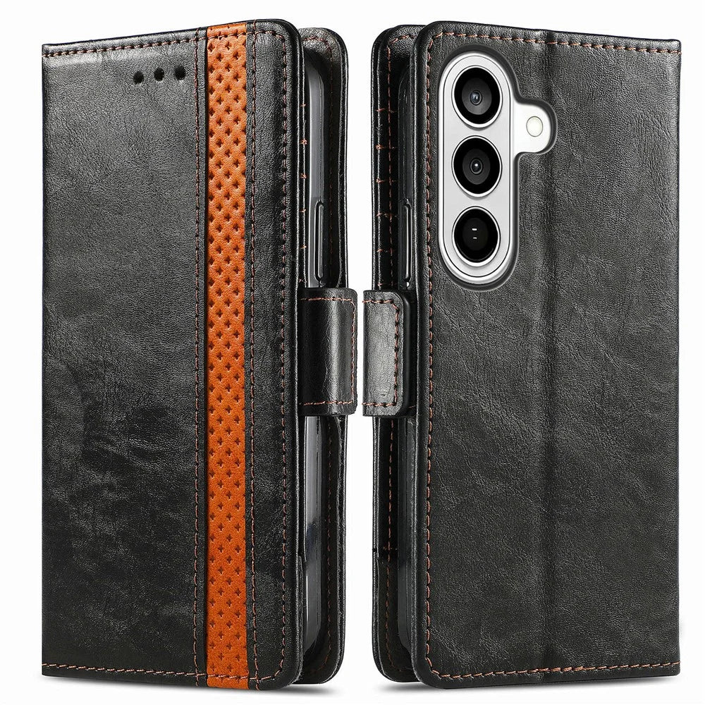 CASENEO For Samsung Galaxy A37 5G Phone Cases PU Leather Cover Stand with RFID Blocking Wallet - Black - 1