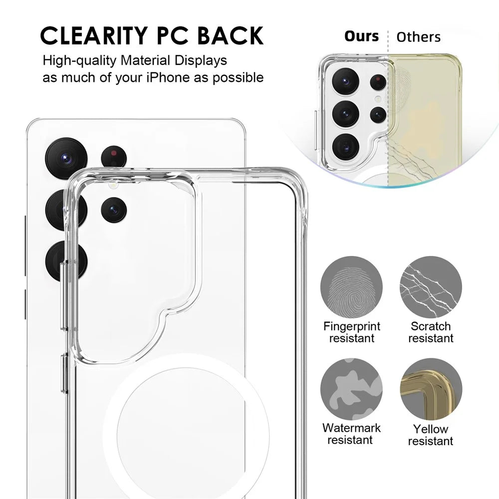 For Samsung Galaxy S26 Ultra Magnetic Case TPU + PC Clear Phone Cover - Transparent - 6