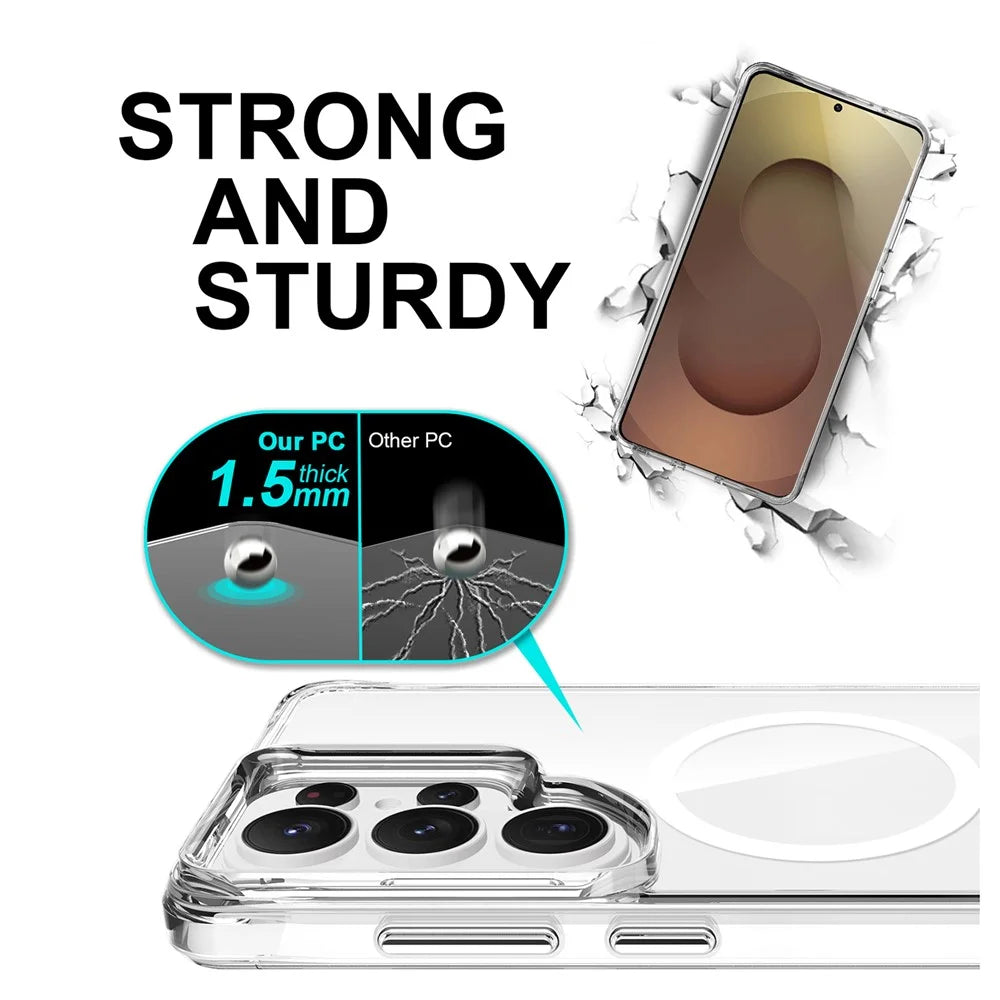 For Samsung Galaxy S26 Ultra Magnetic Case TPU + PC Clear Phone Cover - Transparent - 7