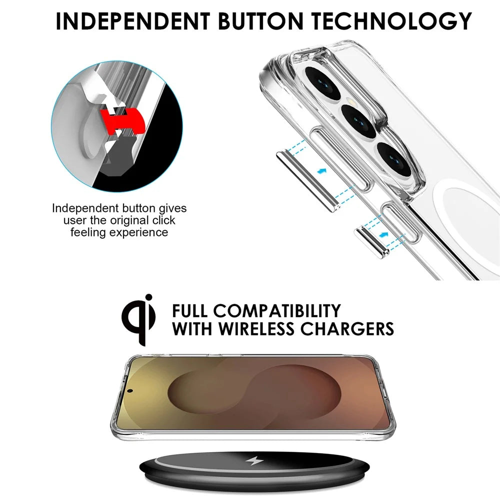 For Samsung Galaxy S26 Magnetic Case TPU + PC Clear Phone Cover - Transparent - 3