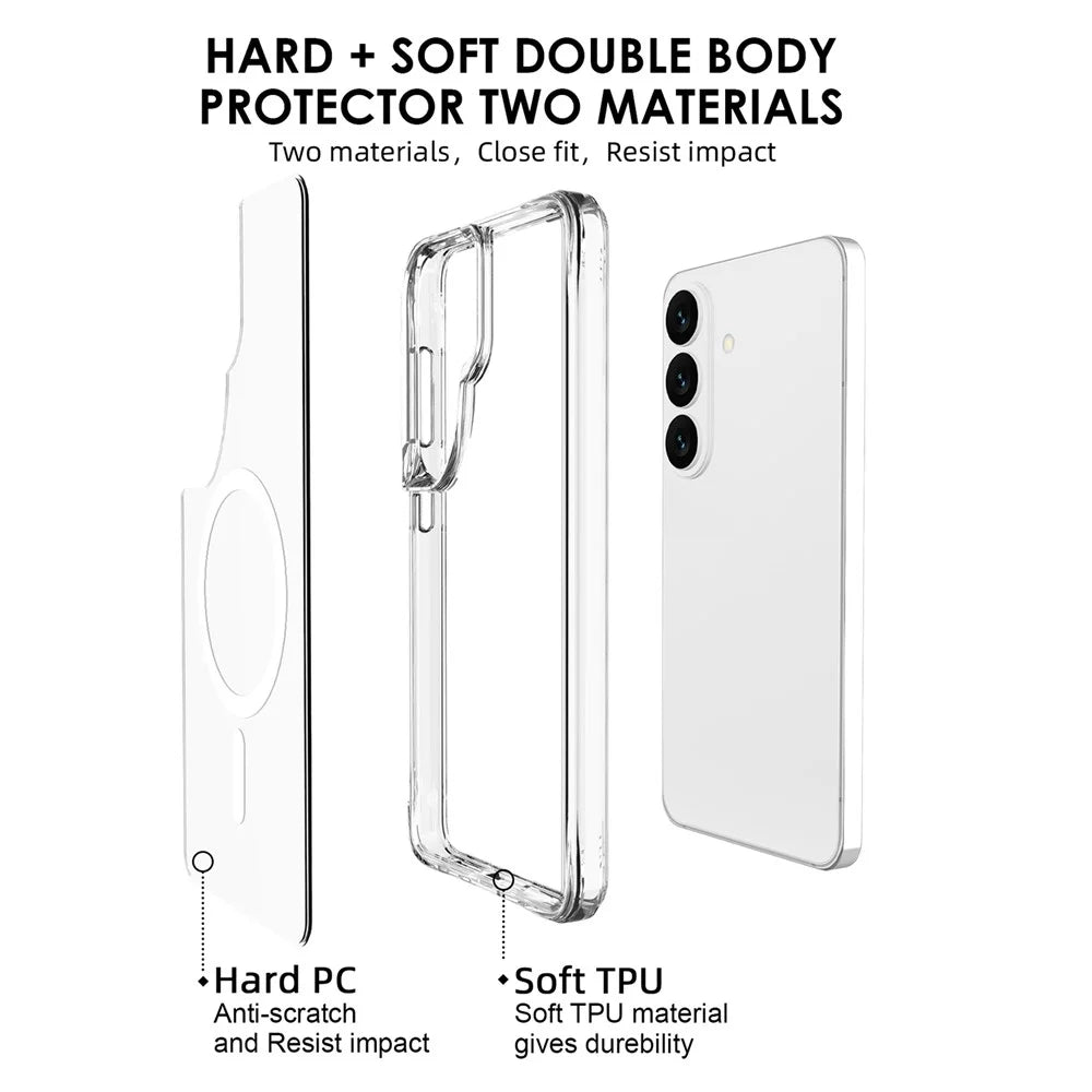 For Samsung Galaxy S26 Magnetic Case TPU + PC Clear Phone Cover - Transparent - 4