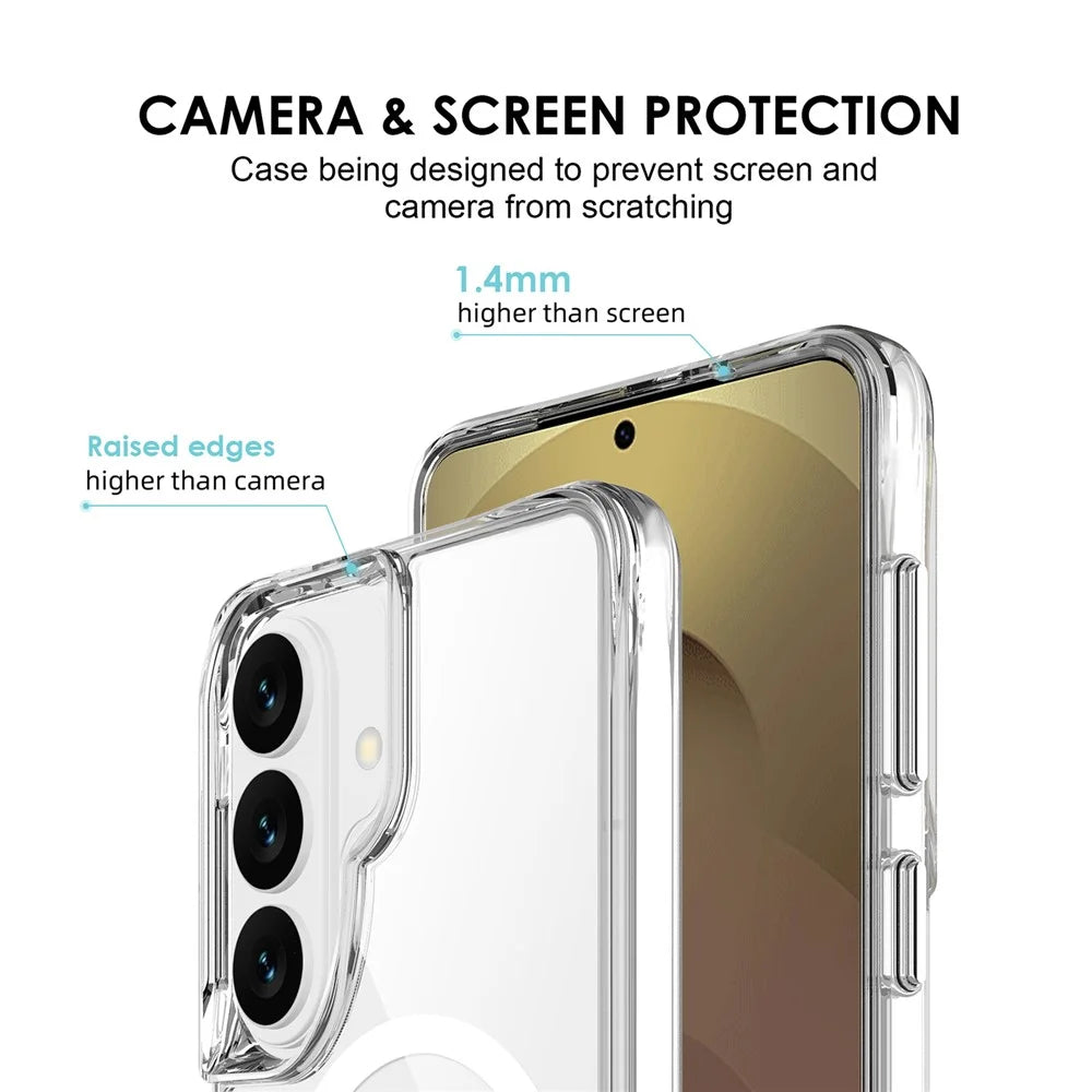 For Samsung Galaxy S26 Magnetic Case TPU + PC Clear Phone Cover - Transparent - 5
