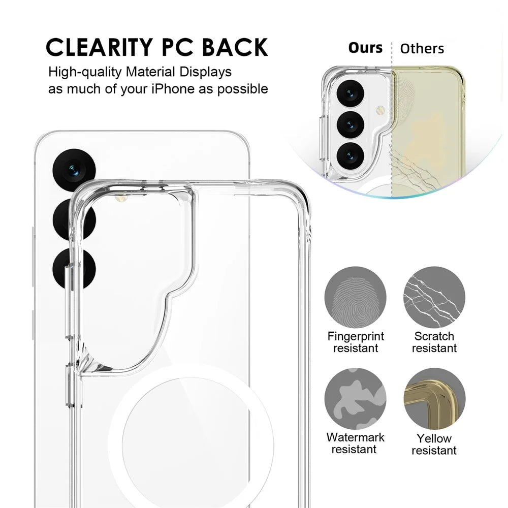 For Samsung Galaxy S26 Magnetic Case TPU + PC Clear Phone Cover - Transparent - 6