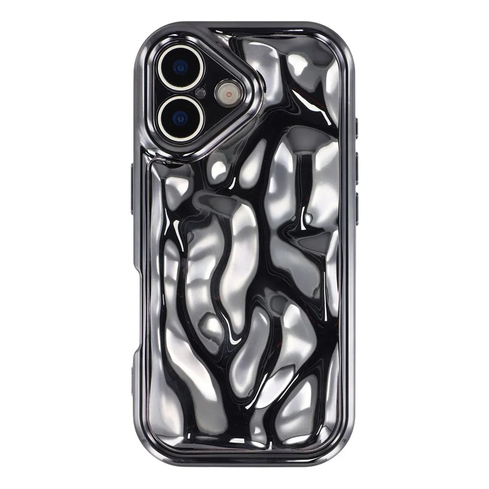 For iPhone 17 Case Electroplated TPU Shell Meteorite Texture Phone Cover - Black - 3