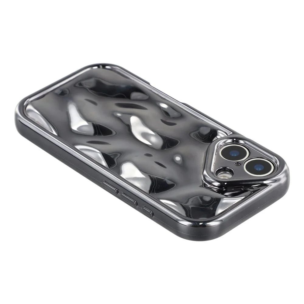 For iPhone 17 Case Electroplated TPU Shell Meteorite Texture Phone Cover - Black - 5
