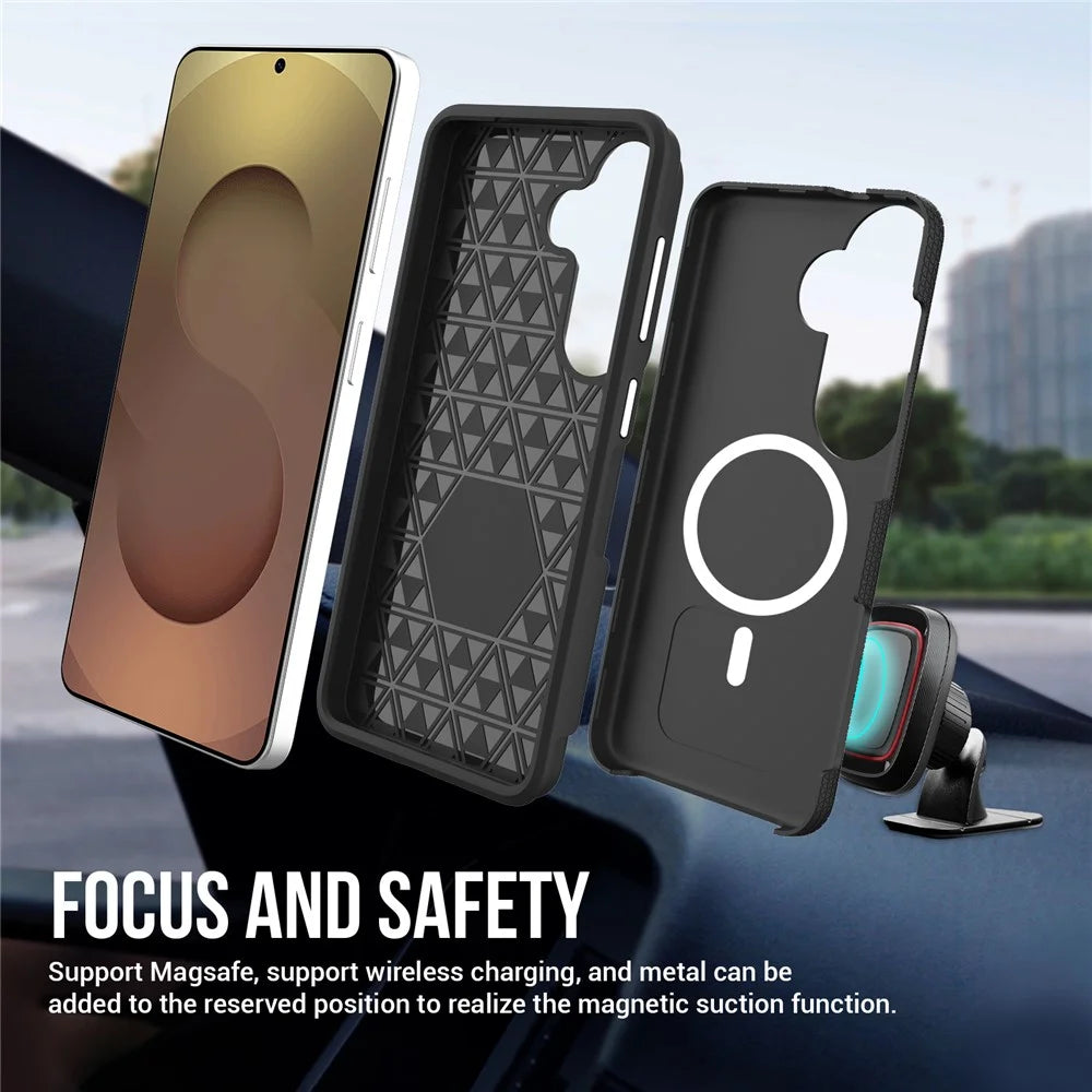 Magnetic Case For Samsung Galaxy S25+  /  S24+ Shockproof TPU + PC Phone Cover - Black - 2