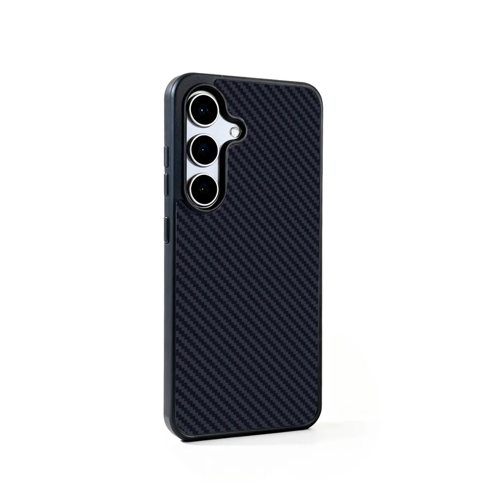 EYCASE For Samsung Galaxy S26+ Magnetic Case Aramid Fiber Series UV Printed Black Edge TPU Acrylic Phone Cover - Black Grey - 2