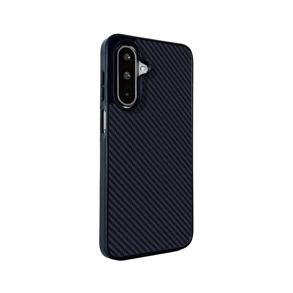 EYCASE For Samsung Galaxy A27 5G Magnetic Case Aramid Fiber Series UV Printed Black Edge TPU Acrylic Phone Cover - Black Grey - 2