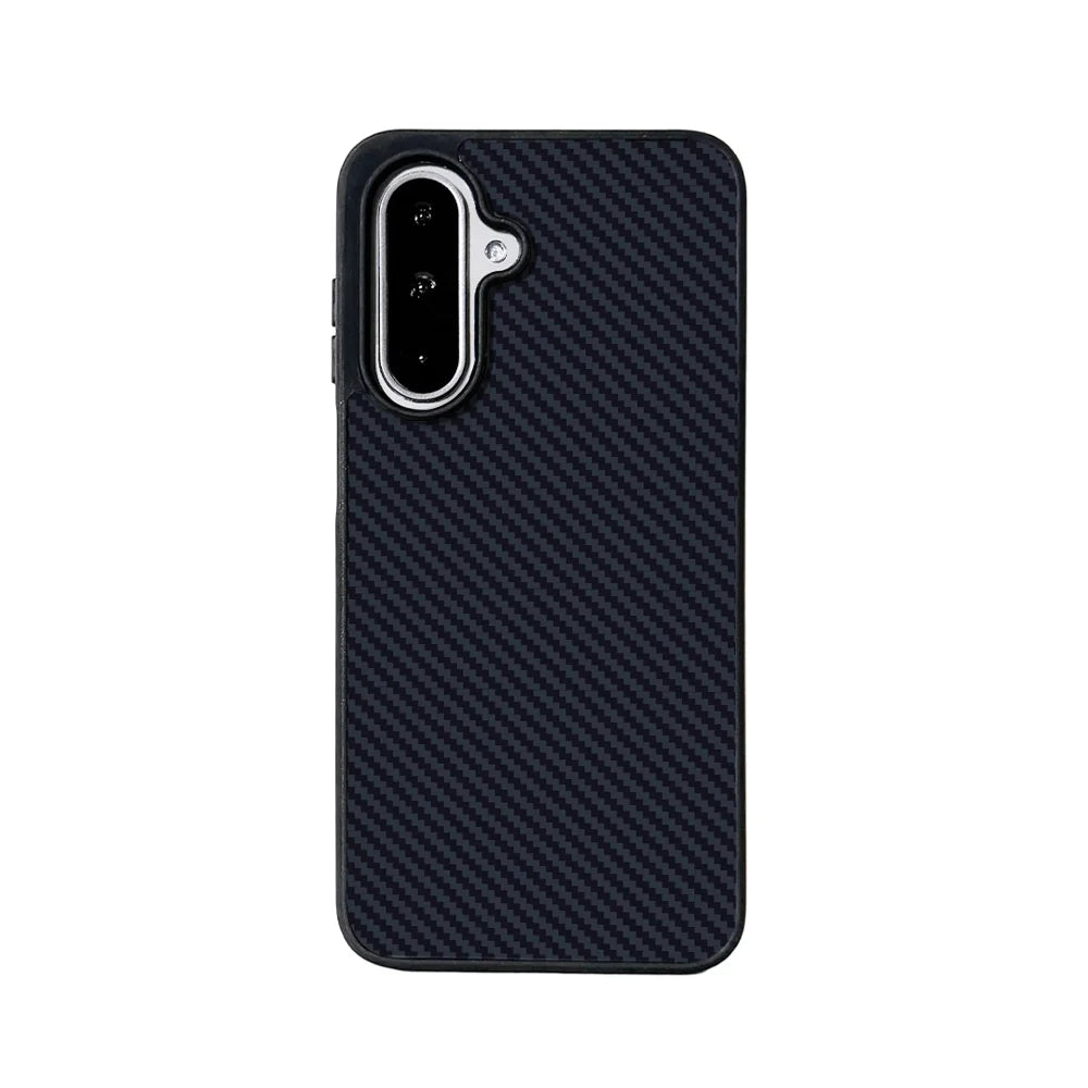 EYCASE For Samsung Galaxy A57 5G Magnetic Case Aramid Fiber Series UV Printed Black Edge TPU Acrylic Phone Cover - Black Grey - 1