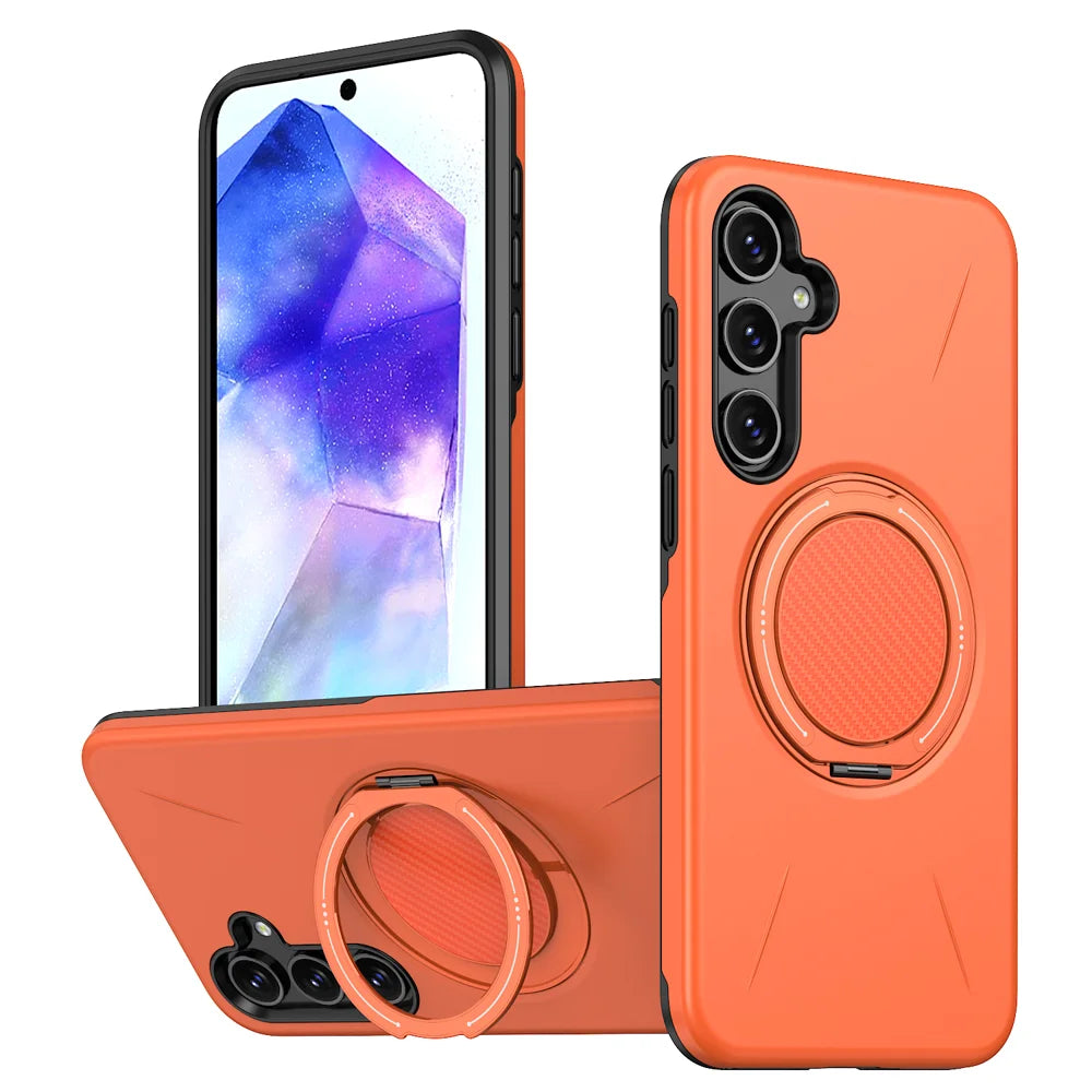 For Samsung Galaxy A57 5G Magnetic Case Rotating Kickstand TPU + PC Phone Cover - Orange - 1