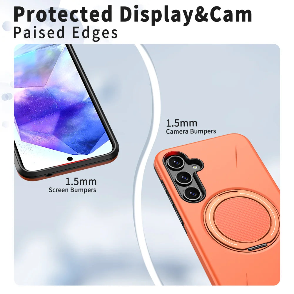 For Samsung Galaxy A57 5G Magnetic Case Rotating Kickstand TPU + PC Phone Cover - Orange - 5