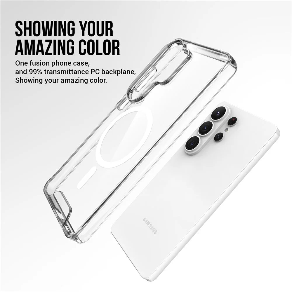 For Samsung Galaxy S26 Ultra Magnetic Case Anti Drop TPU + PC Phone Cover - Transparent - 5