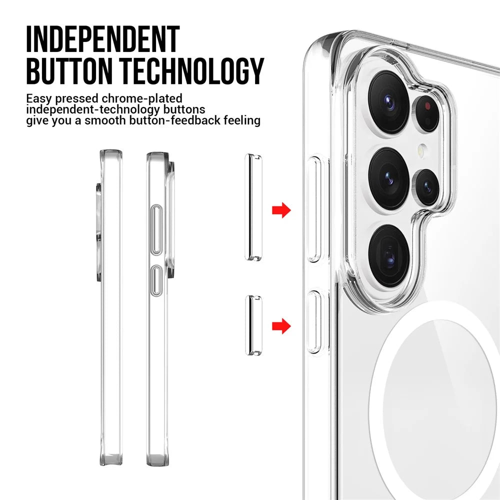 For Samsung Galaxy S26 Ultra Magnetic Case Anti Drop TPU + PC Phone Cover - Transparent - 6