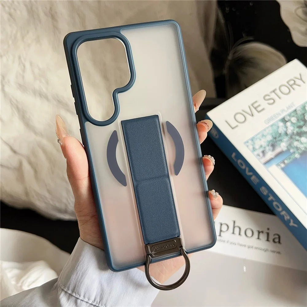 For Samsung Galaxy S26 Ultra TPU Case Skin Touch D Ring Kickstand Magnetic Phone Cover with Tempered Glass - Green - 5