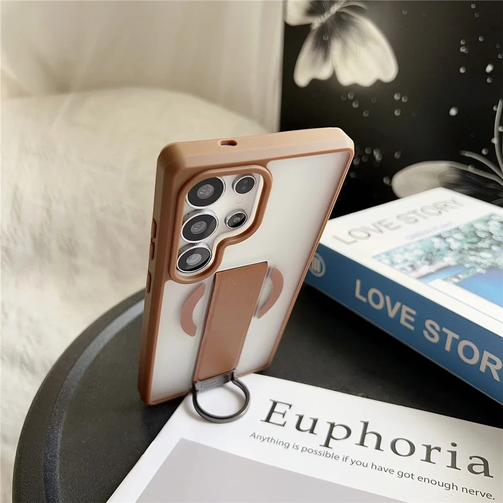 For Samsung Galaxy S26 Ultra TPU Case Skin Touch D Ring Kickstand Magnetic Phone Cover with Tempered Glass - Green - 7