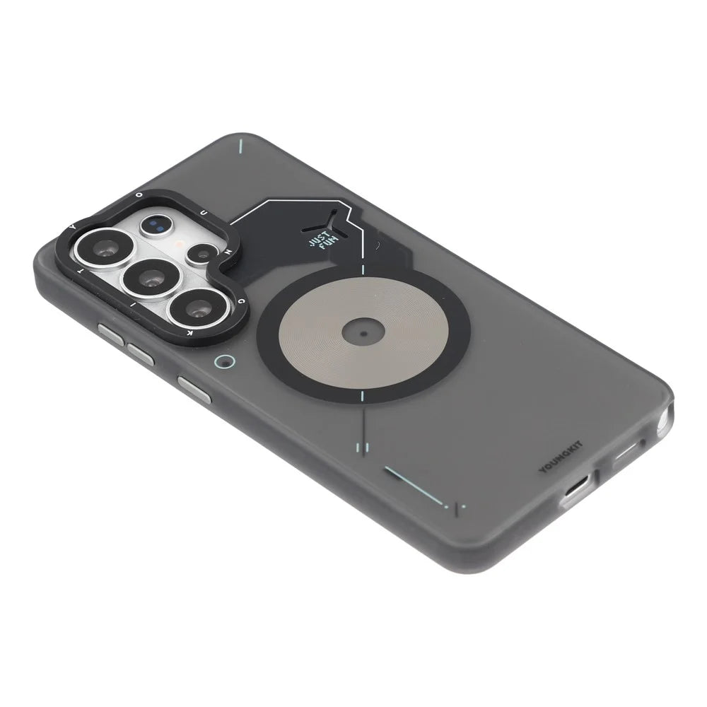 YOUNGKIT For Samsung Galaxy S26 Ultra Magnetic Case Unique Disc Design TPU + PC Phone Back Cover - Dark Grey - 4
