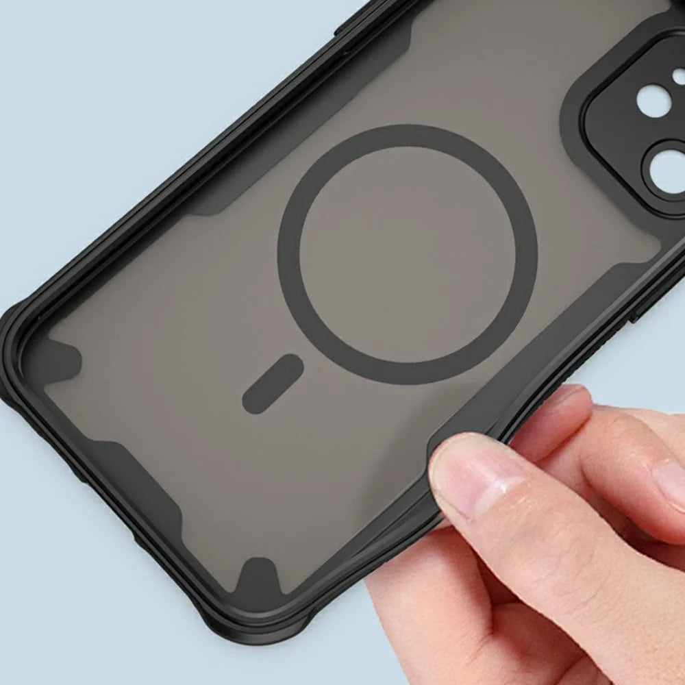 For Samsung Galaxy A37 5G Magnetic Case TPU + PC Phone Back Cover - Black - 5