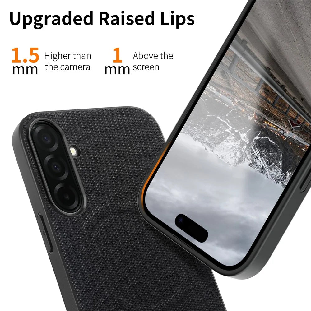 For Samsung Galaxy S25 Magnetic Case Fine Grid Texture Leather + PC + TPU Phone Cover - Black - 4