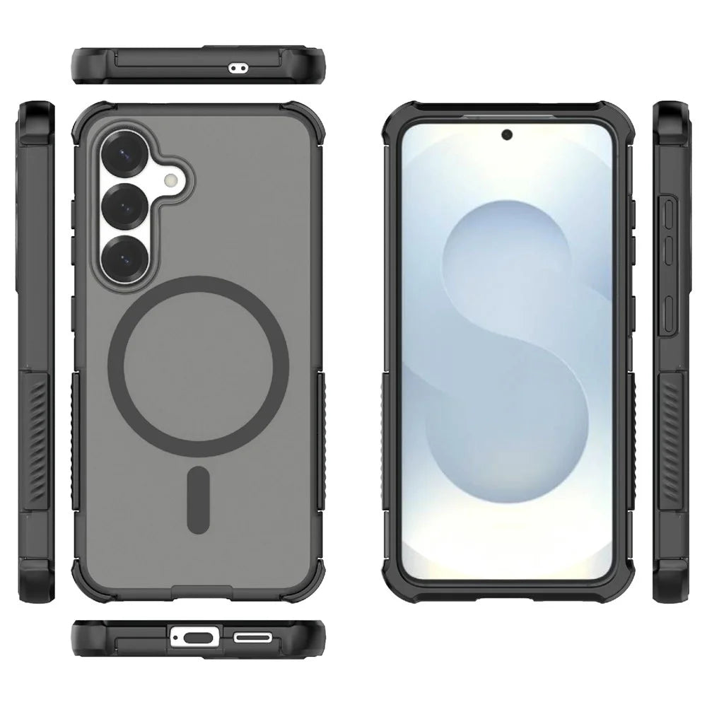 For Samsung Galaxy S25+ Magnetic Case Matte Skin Touch TPU PC Anti Drop Phone Cover - Purple - 5