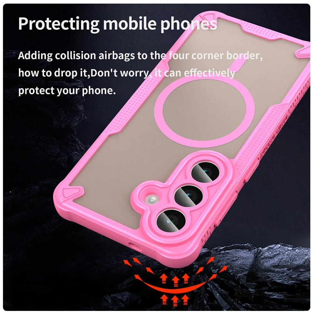 For Samsung Galaxy A56 5G Magnetic Case TPU + PC Phone Back Cover - Pink - 3