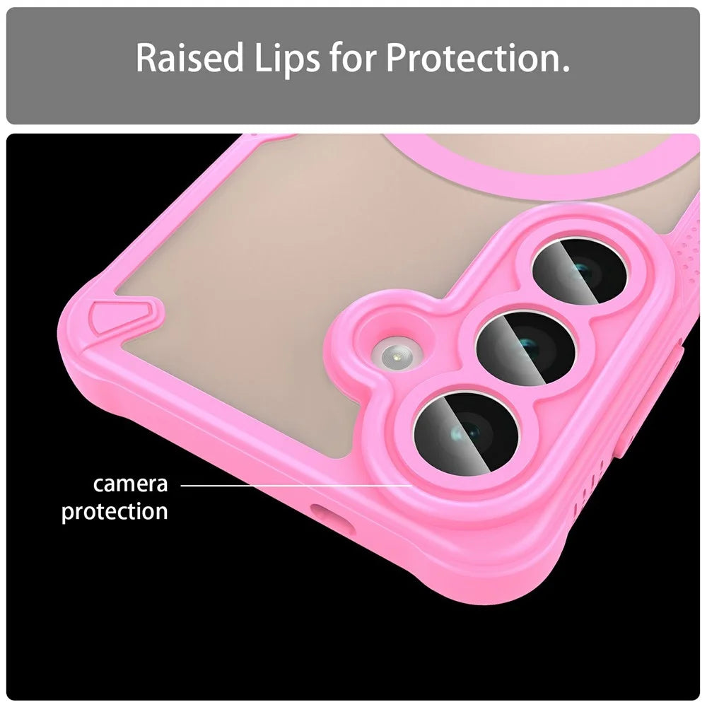 For Samsung Galaxy A56 5G Magnetic Case TPU + PC Phone Back Cover - Pink - 6