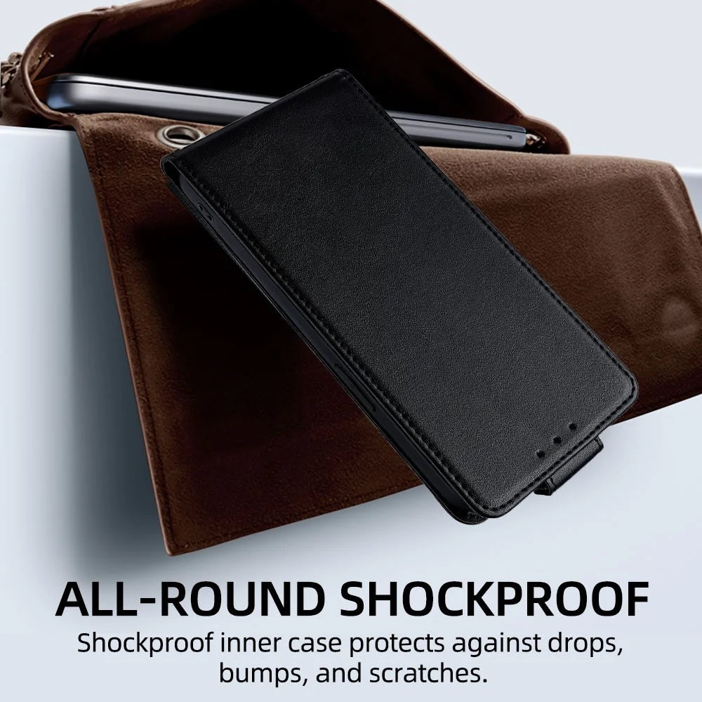 For Samsung Galaxy A16 5G / A16 4G Case Card Holder Vertical Flip Leather Phone Cover with Crossbody Shoulder Strap - Black - 4