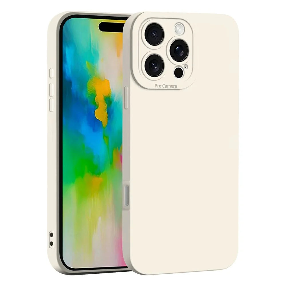 For iPhone 16 Pro Case Precise Camera Cutouts Soft TPU Shockproof Phone Cover - White - 1