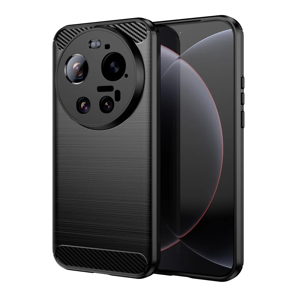 WANLONFENG For Xiaomi 17 Ultra 5G Case with Tempered Glass  LS Series Brushed Texture TPU Phone Cover - Black - 2