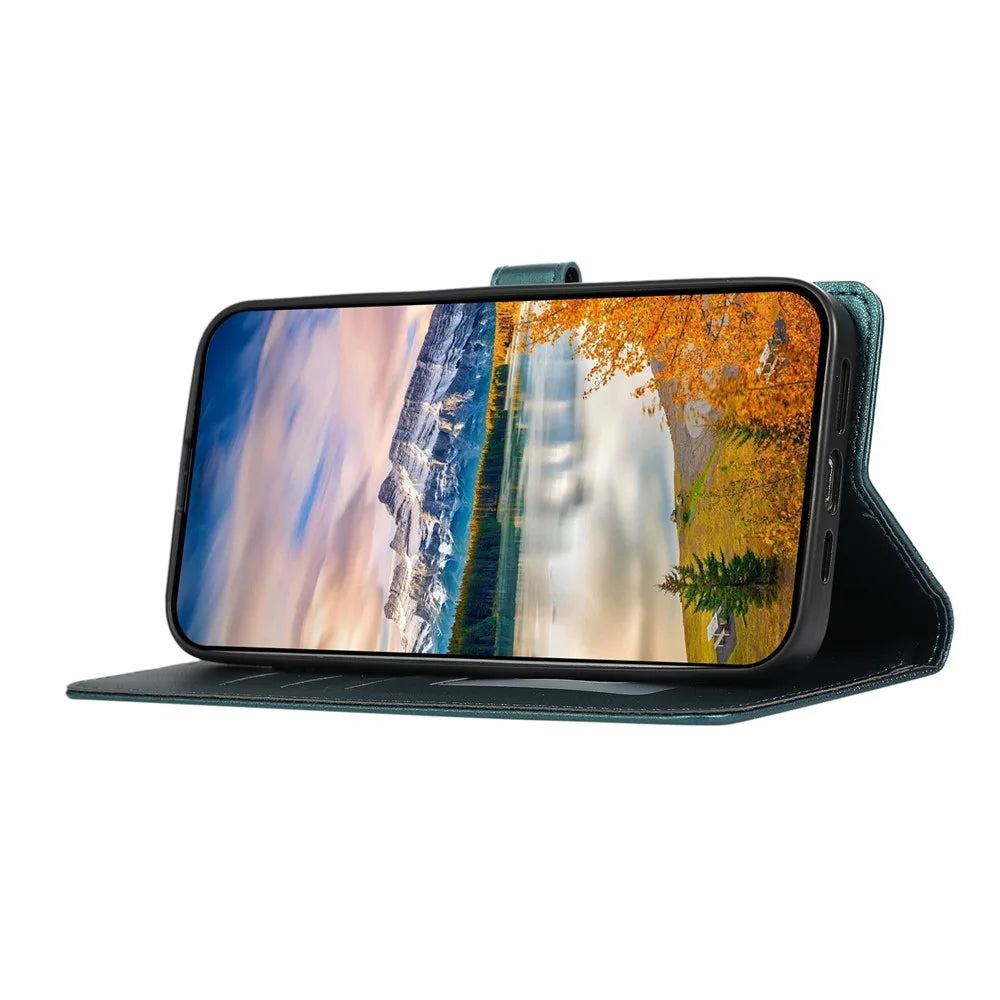 For Samsung Galaxy S26 Ultra Case 3D Rhombus Grid Imprinted Wallet Leather Phone Cover with Lanyard - Green - 3