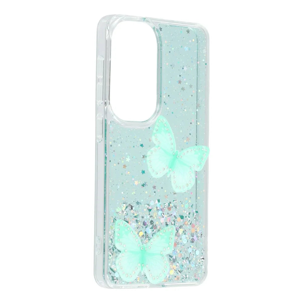 For Samsung Galaxy S26+ Case Epoxy PVC Butterfly TPU Aesthetics Phone Cover - Green - 2