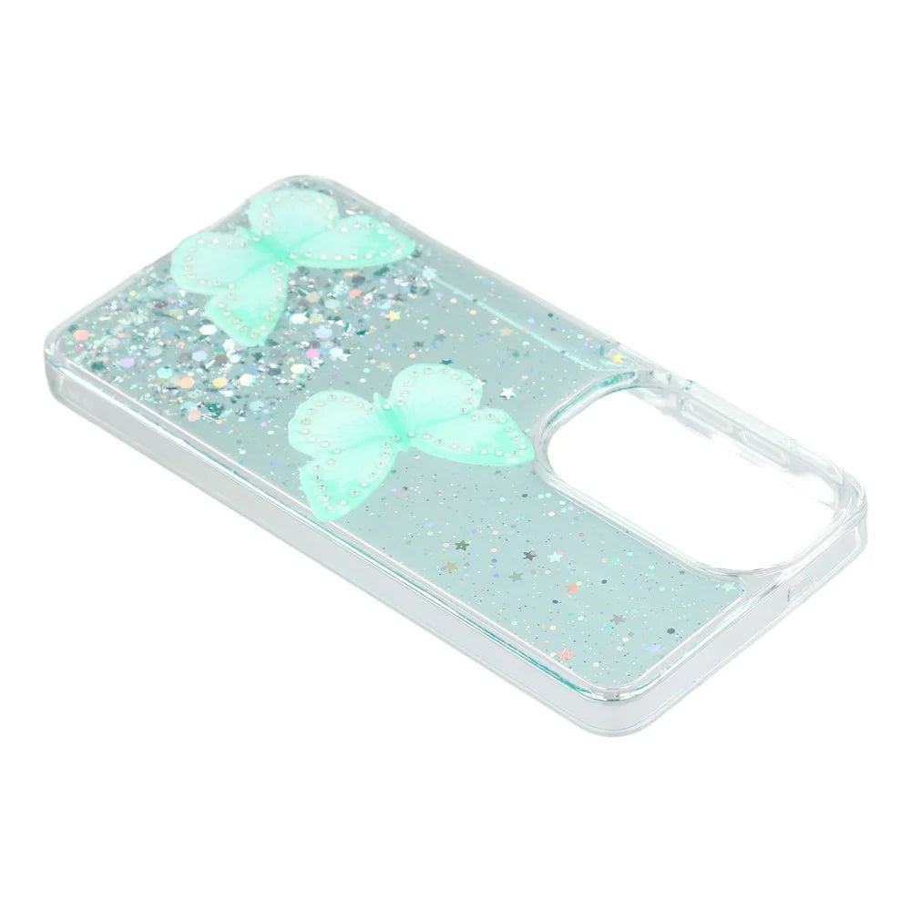 For Samsung Galaxy S26+ Case Epoxy PVC Butterfly TPU Aesthetics Phone Cover - Green - 4