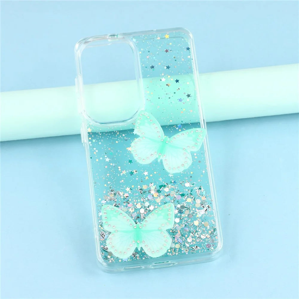 For Samsung Galaxy S26+ Case Epoxy PVC Butterfly TPU Aesthetics Phone Cover - Green - 5