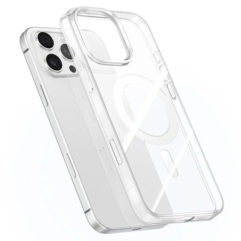 JAUCASE For iPhone 16 Pro Max Case Compatible with MagSafe PC Phone Cover with AI Touch Control Button - Transparent - 1