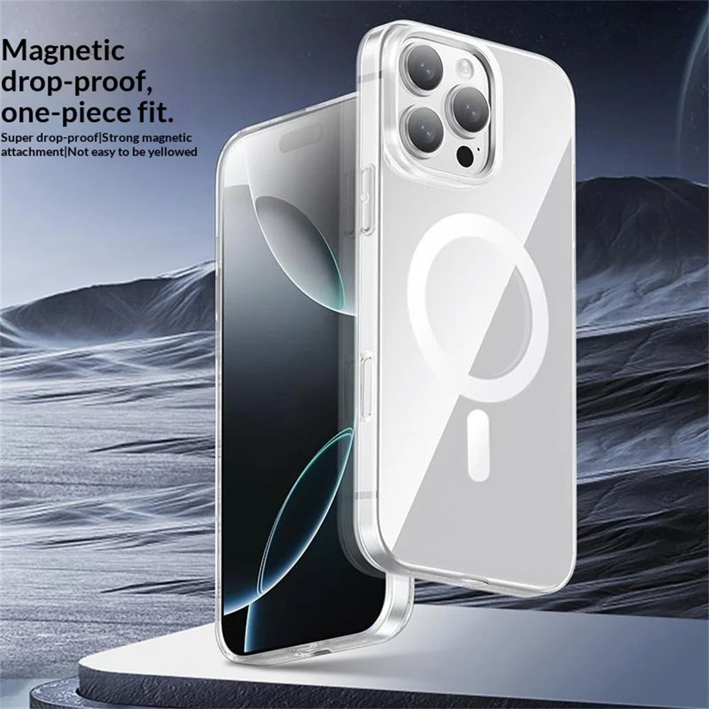 JAUCASE For iPhone 16 Pro Max Case Compatible with MagSafe PC Phone Cover with AI Touch Control Button - Transparent - 2
