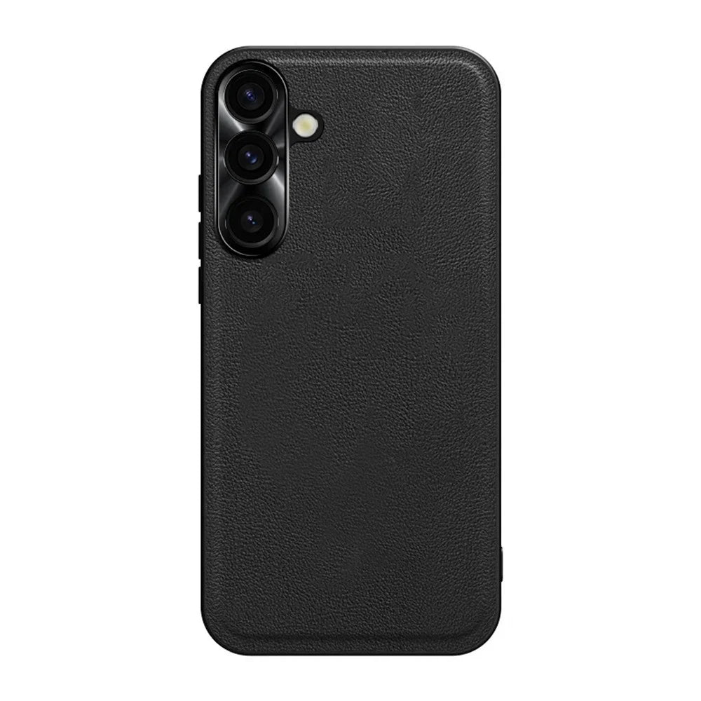 For Samsung Galaxy S26+ Case PU + TPU + PC Phone Back Cover with Metal Lens Frame - Black - 1