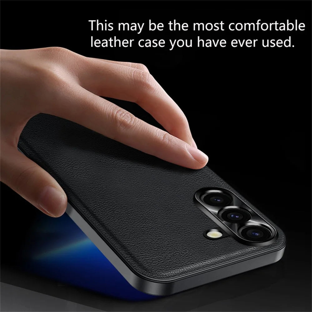 For Samsung Galaxy S26+ Case PU + TPU + PC Phone Back Cover with Metal Lens Frame - Black - 2