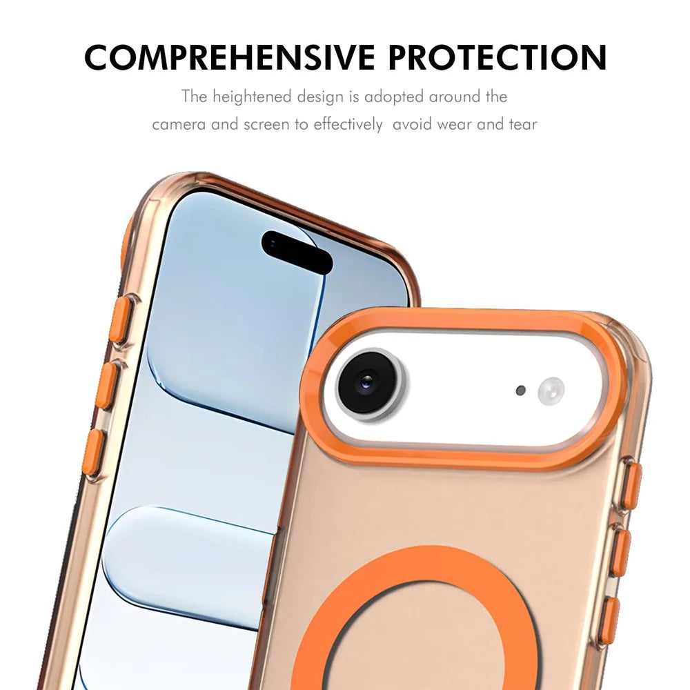 ENKAY HAT PRINCE For iPhone Air Magnetic Case PC Clear Phone Cover with 9H Screen Protector + Aluminium Alloy Camera Lens Protector Compatible with MagSafe - Orange - 4