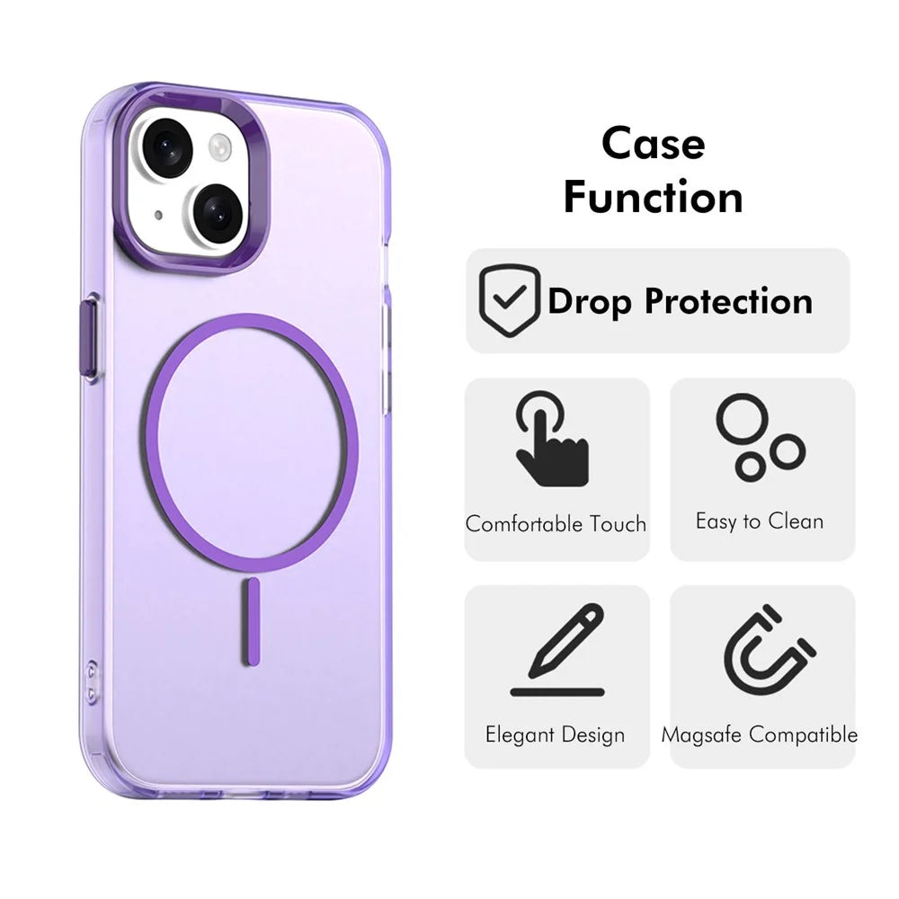 ENKAY HAT PRINCE For iPhone 15 Case with 9H Tempered Glass PC Magnetic Phone Cover + Aluminium Alloy Camera Lens Protector Compatible with MagSafe - Purple - 2