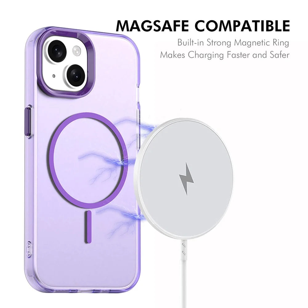 ENKAY HAT PRINCE For iPhone 15 Case with 9H Tempered Glass PC Magnetic Phone Cover + Aluminium Alloy Camera Lens Protector Compatible with MagSafe - Purple - 3